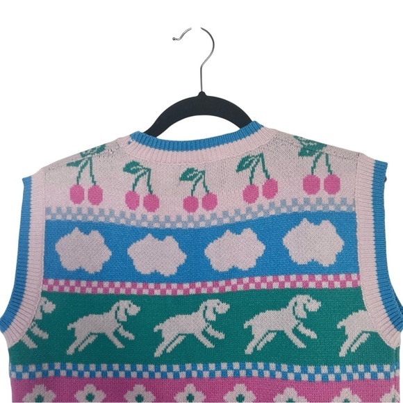 Luna Ivy Blue Pink Sweater Vest NWT XS - Picture 5 of 10